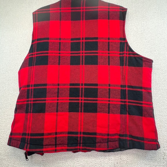 Natural Reflections‎ Womens 2X Red Black Plaid Sherpa Collar Vest Full Zip - Picture 6 of 10